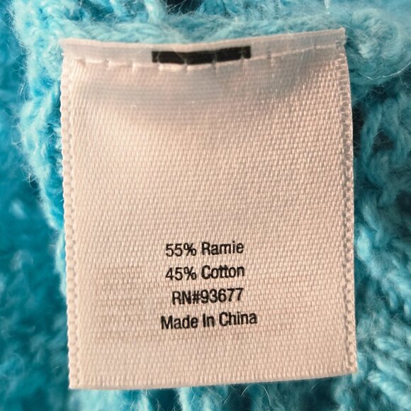 a.n.a. A NEW APPROACH TURQUOISE BLUE POINTELLE OPEN KNIT PULLOVER SWEATER LARGE - Picture 7 of 8